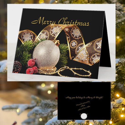 Elegante Kerst- en Nieuwjaarsgroet in goud en zilv Feestdagen Kaart