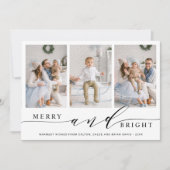 Elegante Kerst- en verjaardagsfotokaart met 3 foto Feestdagenkaart (Voorkant)