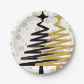 elegante kerst - en zwarte bomen papieren bordje (Voorkant)