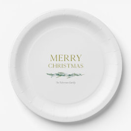Elegante kerst evergreen gepersonaliseerd papieren bordje