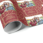 Elegante Kerst Familie Custom Photo Cadeaupapier (Rol Hoek)