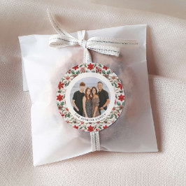 Elegante kerst familie foto ronde sticker
