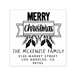 Elegante kerst familienaam retour adres  zelfinktende stempel