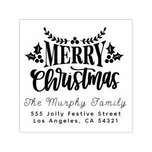 Elegante kerst familienaam retour adres zelfinktende stempel