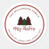Elegante kerst Feestdagen retour adres Ronde Sticker (Voorkant)