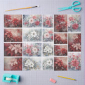 Elegante Kerst Florale Collage voor Decoupage Tissuepapier (Craft)