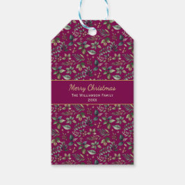 Elegante Kerst Fluweelrode Bloemstuk Kerstmis Cadeaulabel