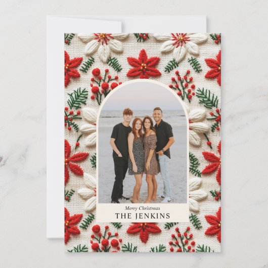Elegante kerst foto boog feestdagenkaart (Voorkant)