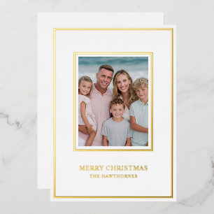 Elegante Kerst Foto Eenvoudig Folie Feestdagenkaart