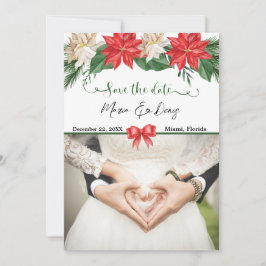 Elegante Kerst Foto Huwelijk Save the date uitnodi Kaart