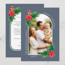 Elegante kerst-fotoansichtkaart met bericht op ach feestdagenkaart