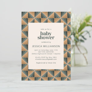 Elegante Kerst Geometrisch Groen Baby Shower Kaart