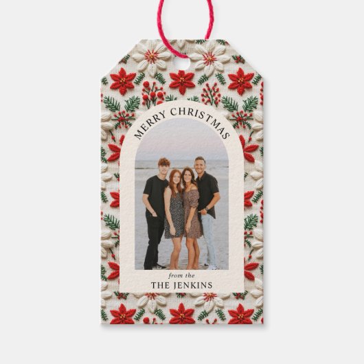 Elegante kerst gepersonaliseerde foto cadeaulabel (Voorkant)