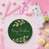 Elegante kerst goud bladeren bos groen papieren bordje (Feest)