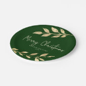 Elegante kerst goud bladeren bos groen papieren bordje (Gekanteld)