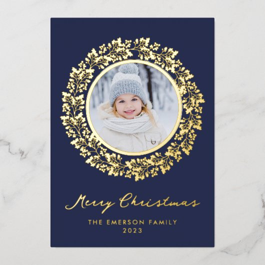 Elegante Kerst Goud Folie Kaart (Voorkant)