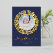 Elegante Kerst Goud Folie Kaart (Staand Voorkant)