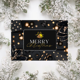 Elegante Kerst Goud & Zwart Vakantie Kaart