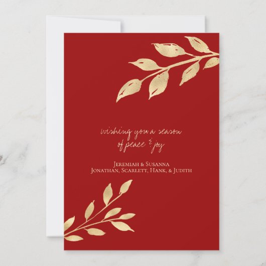 Elegante Kerst Gouden Bladeren | Vakantiefoto Feestdagenkaart (Achterkant)