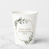 Elegante kerst gouden folie Eucalyptus groen Papieren Bekers (Achterkant)