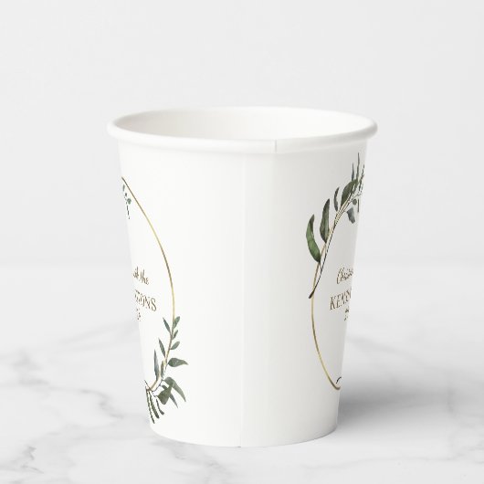 Elegante kerst gouden folie Eucalyptus groen Papieren Bekers (Rechts)