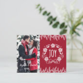 Elegante Kerst Gouden Pijn Joy Sierfoto Uitnodiging Briefkaart (Staand voorkant)