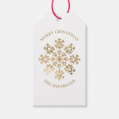 Elegante kerst gouden sneeuwvlok naam cadeaulabel (Voorkant)