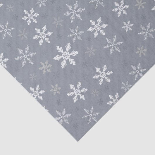 Elegante Kerst Grijs en Witte Sneeuwvlokken Tissuepapier (Detail)
