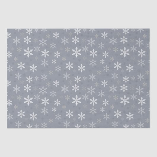 Elegante Kerst Grijs en Witte Sneeuwvlokken Tissuepapier (Voorkant)