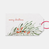 Elegante kerst groen bessen Waterverf Cadeaulabel (Voorkant (Horizontaal))