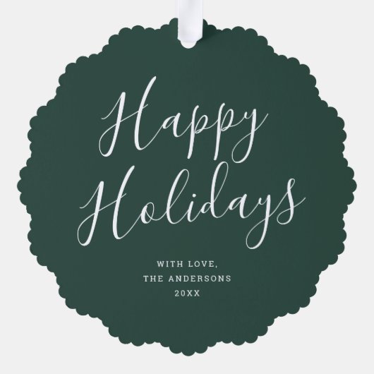 Elegante kerst groen botanische foto vakantie ornament kaart (Achterkant)