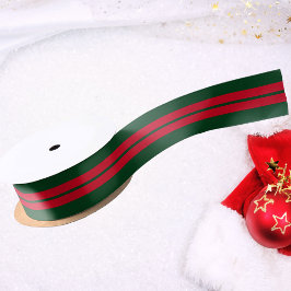 Elegante kerst groen en rood satijnen lint