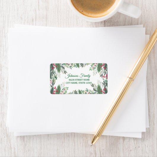 Elegante kerst groen rode bessen groen etiket (Insitu)