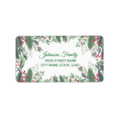 Elegante kerst groen rode bessen groen etiket (Voorkant)