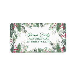 Elegante kerst groen rode bessen groen etiket