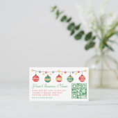 Elegante kerst groen rood script QR-code Klantenkaartje (Staand voorkant)