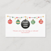 Elegante kerst groen rood script QR-code Klantenkaartje (Achterkant)