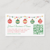 Elegante kerst groen rood script QR-code Klantenkaartje (Voorkant)
