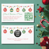 Elegante kerst groen rood script QR-code Klantenkaartje