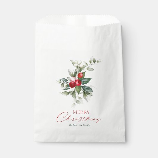 Elegante kerst Holly Bedankzakje (Voorkant)