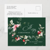 Elegante kerst Holly Berry vakantie groet Briefkaart (Voorkant / Achterkant)
