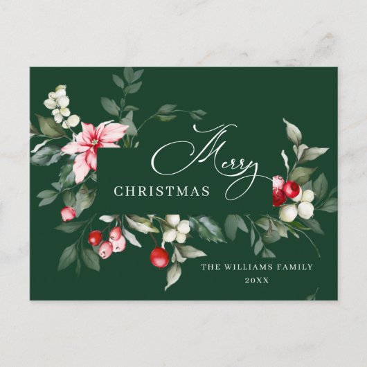 Elegante kerst Holly Berry vakantie groet Briefkaart (Voorkant)