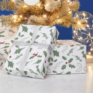 ELEGANTE KERST HOLLY CADEAUPAPIER