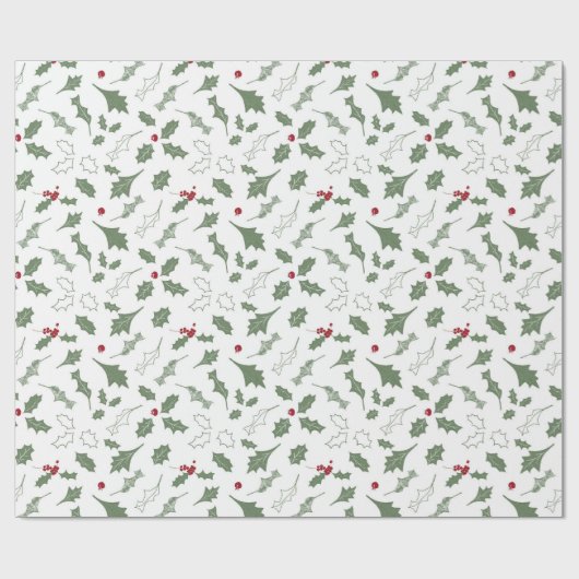ELEGANTE KERST HOLLY CADEAUPAPIER (Vlak)