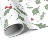 ELEGANTE KERST HOLLY CADEAUPAPIER (Rol Hoek)