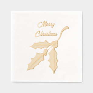 Elegante Kerst Holly Folie Servetten
