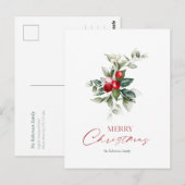 Elegante kerst Holly Kaart (Voorkant / Achterkant)