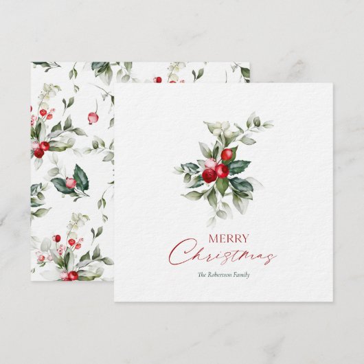 Elegante kerst Holly Kaart (Voorkant / Achterkant)
