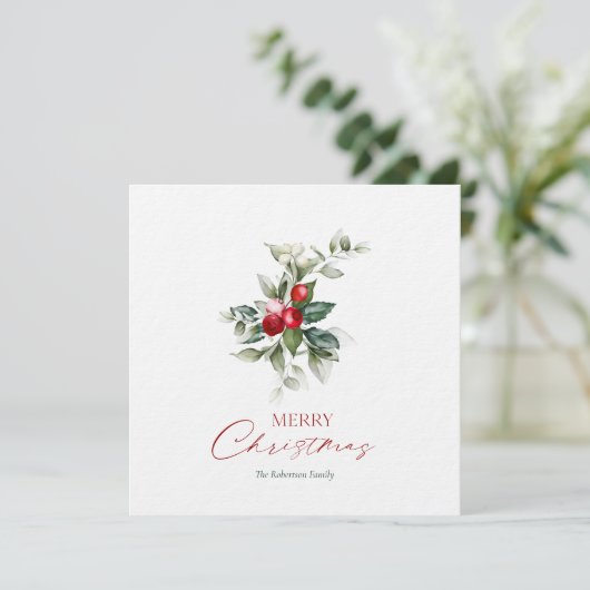 Elegante kerst Holly Kaart (Staand voorkant)
