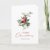 Elegante kerst Holly Kaart (Voorkant)